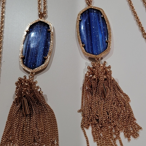 Two Kendra Scott Navy Dusted Glass Rayne Necklaces - Picture 7 of 12